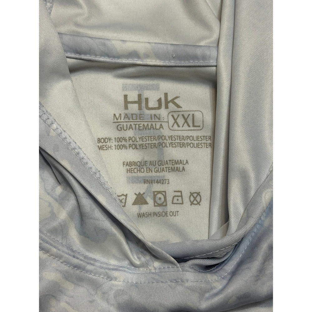 Huk Mossy Oak Pursuit Performance Fishing Hoodie Hydro Camo Blue/Grey Sz 2XL - Picture 4 of 9